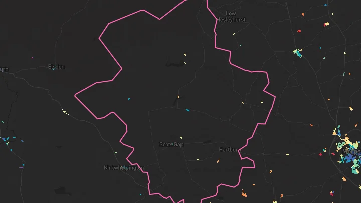 House price heatmap showing property values across Scots Gap