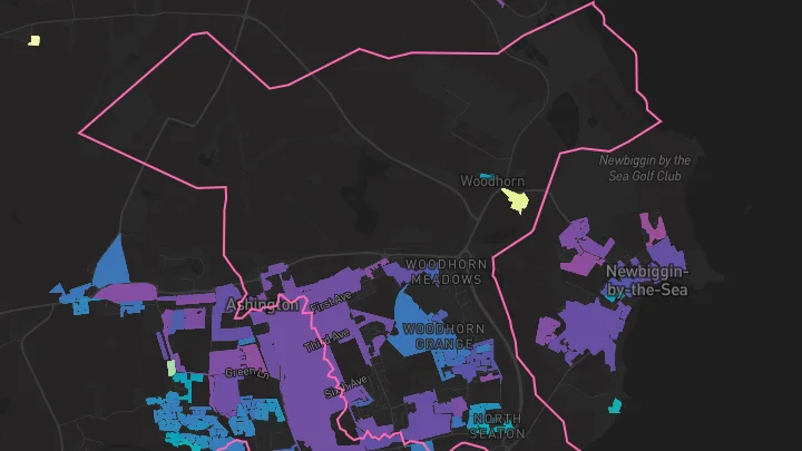 House price heatmap showing property values across Ashington