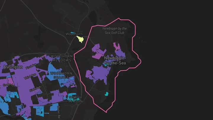 House price heatmap showing property values across Newbiggin-By-The-Sea