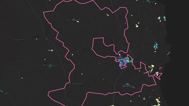 House price heatmap showing property values across Shilbottle