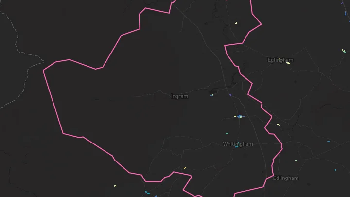 House price heatmap showing property values across Powburn