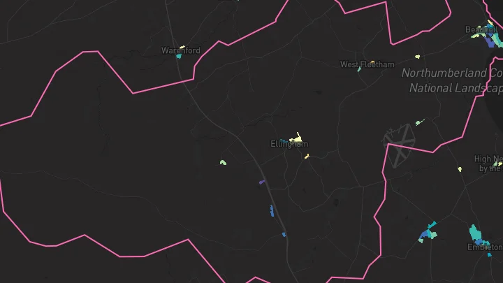 House price heatmap showing property values across Beadnell