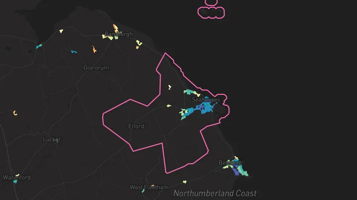 House price heatmap showing property values across Seahouses