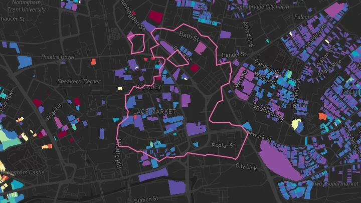 House price heatmap showing property values across Nottingham