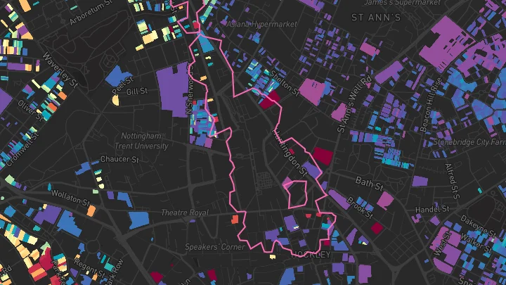House price heatmap showing property values across Nottingham