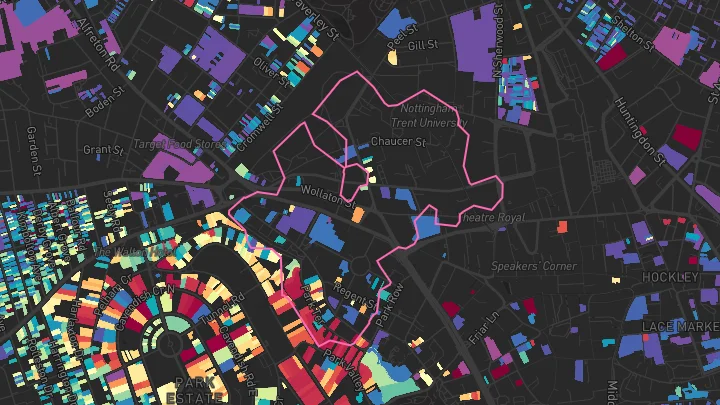 House price heatmap showing property values across Nottingham