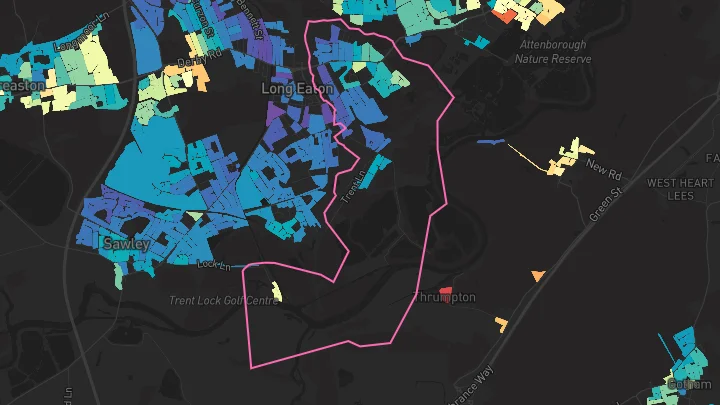 House price heatmap showing property values across Long Eaton