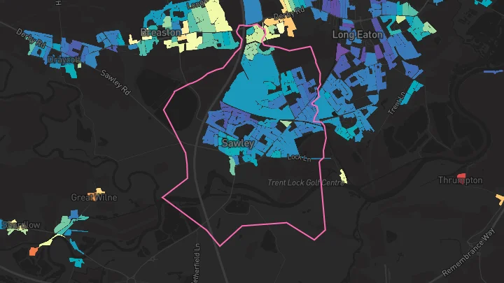 House price heatmap showing property values across Long Eaton