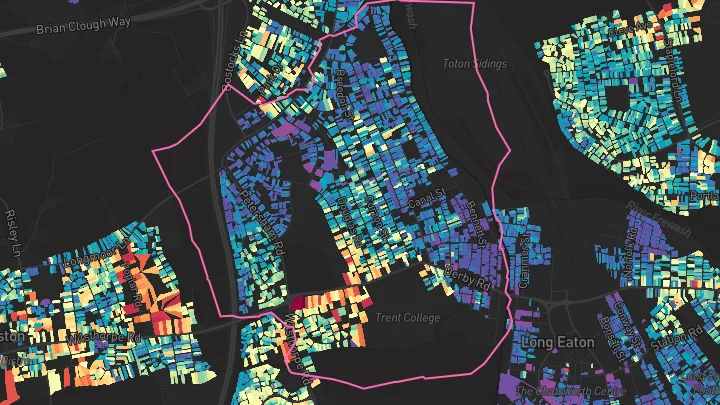 House price heatmap showing property values across Long Eaton