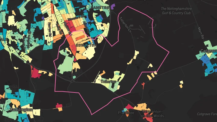 House price heatmap showing property values across Edwalton