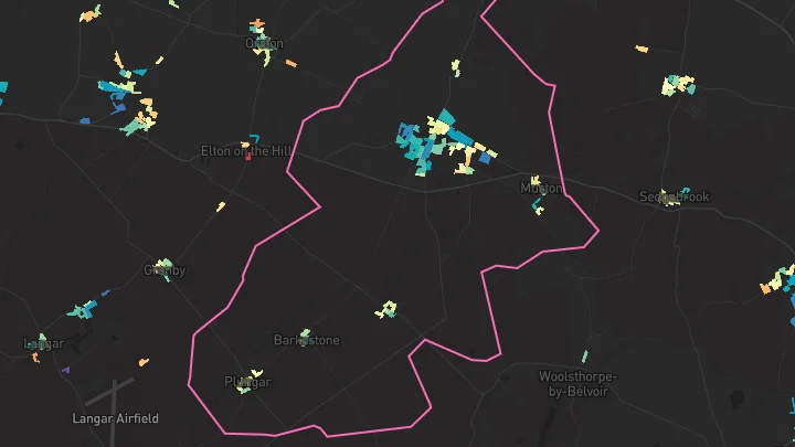 House price heatmap showing property values across Bottesford