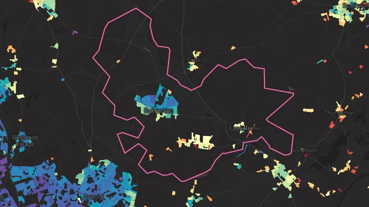 House price heatmap showing property values across Calverton