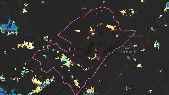 House price heatmap showing property values across Lowdham