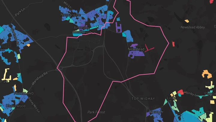 House price heatmap showing property values across Annesley