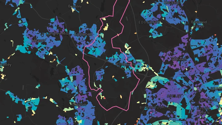House price heatmap showing property values across Kimberley