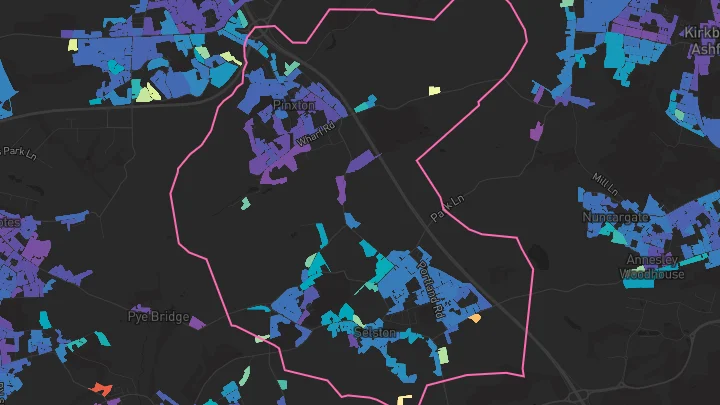 House price heatmap showing property values across Selston
