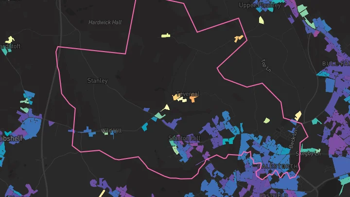 House price heatmap showing property values across Stanton Hill