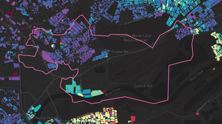 House price heatmap showing property values across Nottingham