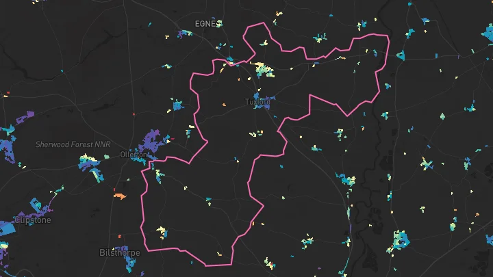 House price heatmap showing property values across Tuxford