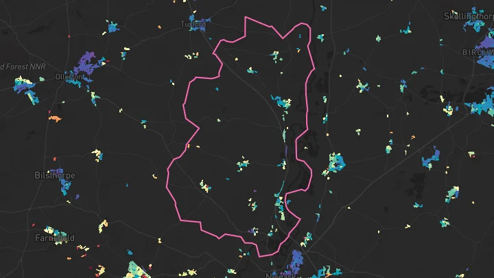 House price heatmap showing property values across Sutton On Trent