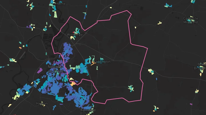 House price heatmap showing property values across Newark