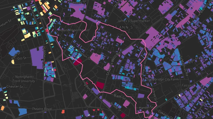 House price heatmap showing property values across Nottingham