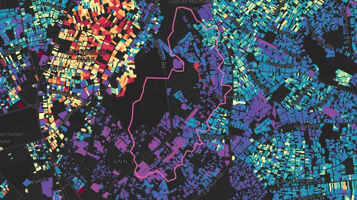 House price heatmap showing property values across Nottingham