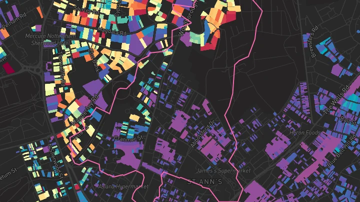 House price heatmap showing property values across Nottingham