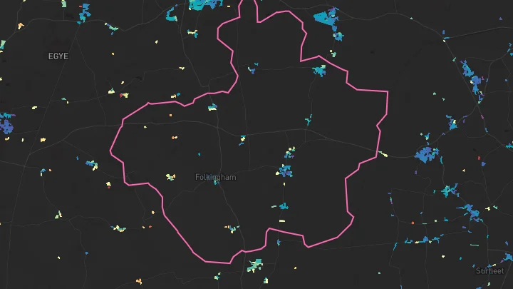 House price heatmap showing property values across Billingborough