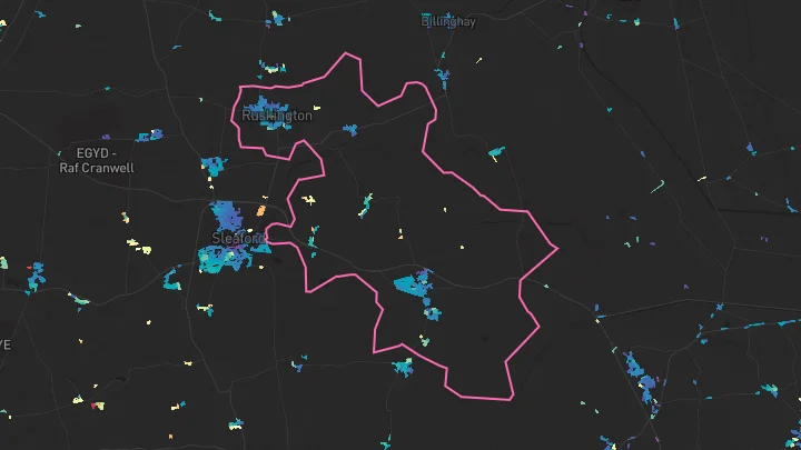 House price heatmap showing property values across Ruskington