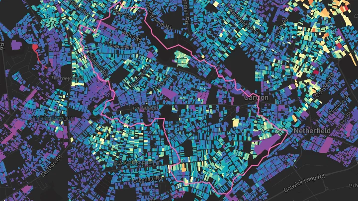 House price heatmap showing property values across Carlton