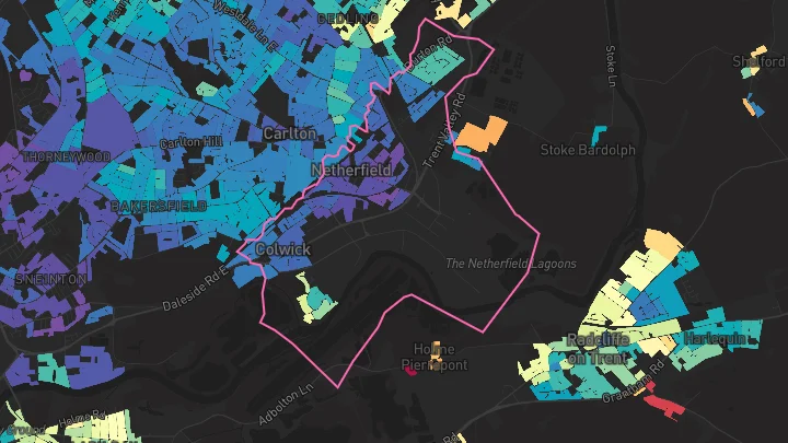 House price heatmap showing property values across Netherfield