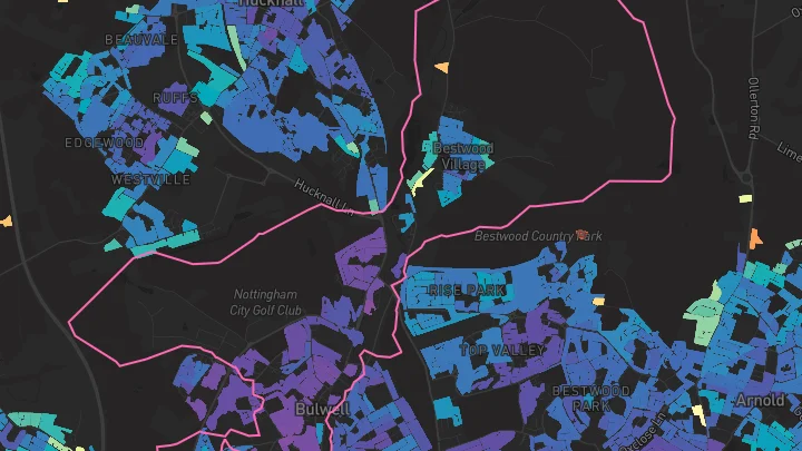 House price heatmap showing property values across Nottingham