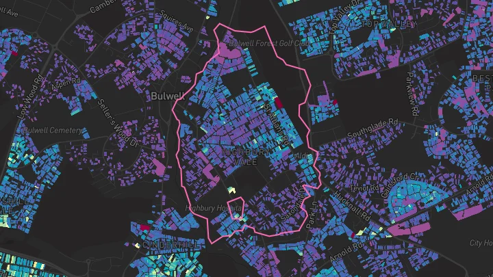 House price heatmap showing property values across Nottingham