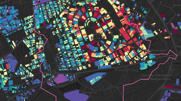 House price heatmap showing property values across Nottingham