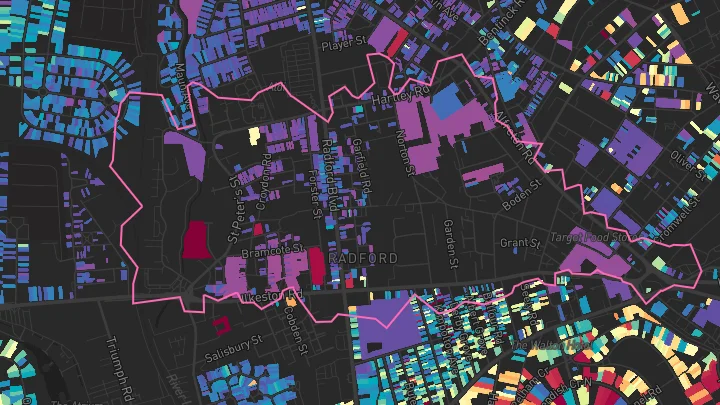 House price heatmap showing property values across Nottingham