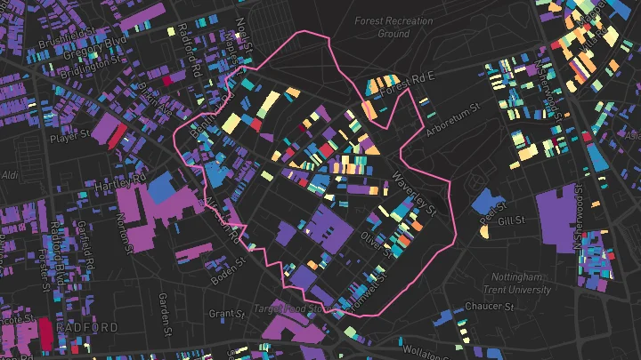 House price heatmap showing property values across Nottingham
