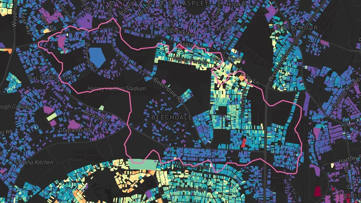 House price heatmap showing property values across Nottingham