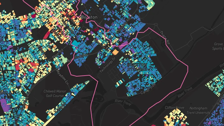 House price heatmap showing property values across Beeston