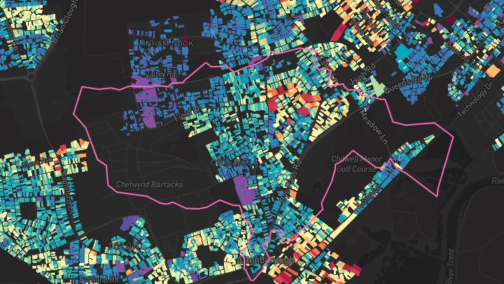 House price heatmap showing property values across Beeston