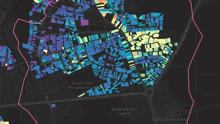 House price heatmap showing property values across Stapleford