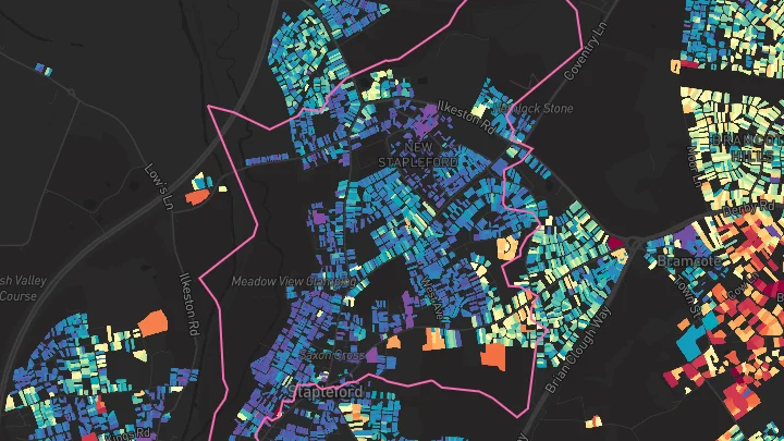 House price heatmap showing property values across Stapleford