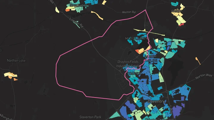 House price heatmap showing property values across Middlemore