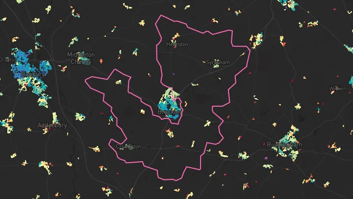 House price heatmap showing property values across Helmdon