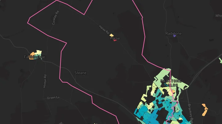 House price heatmap showing property values across Brackley
