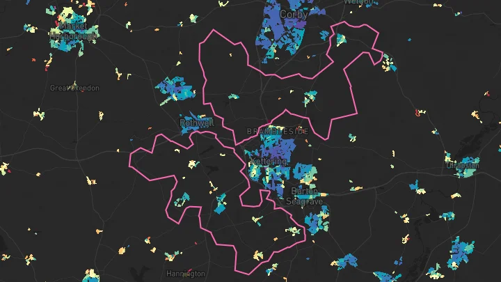 House price heatmap showing property values across Mawsley
