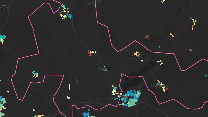 House price heatmap showing property values across Brigstock