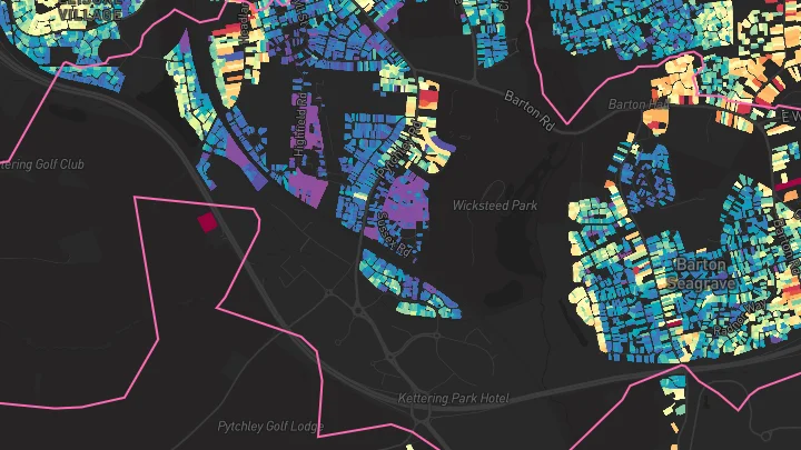 House price heatmap showing property values across Barton Seagrave