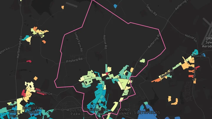 House price heatmap showing property values across Moulton