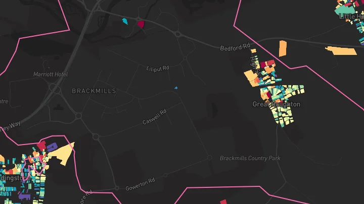 House price heatmap showing property values across Great Houghton